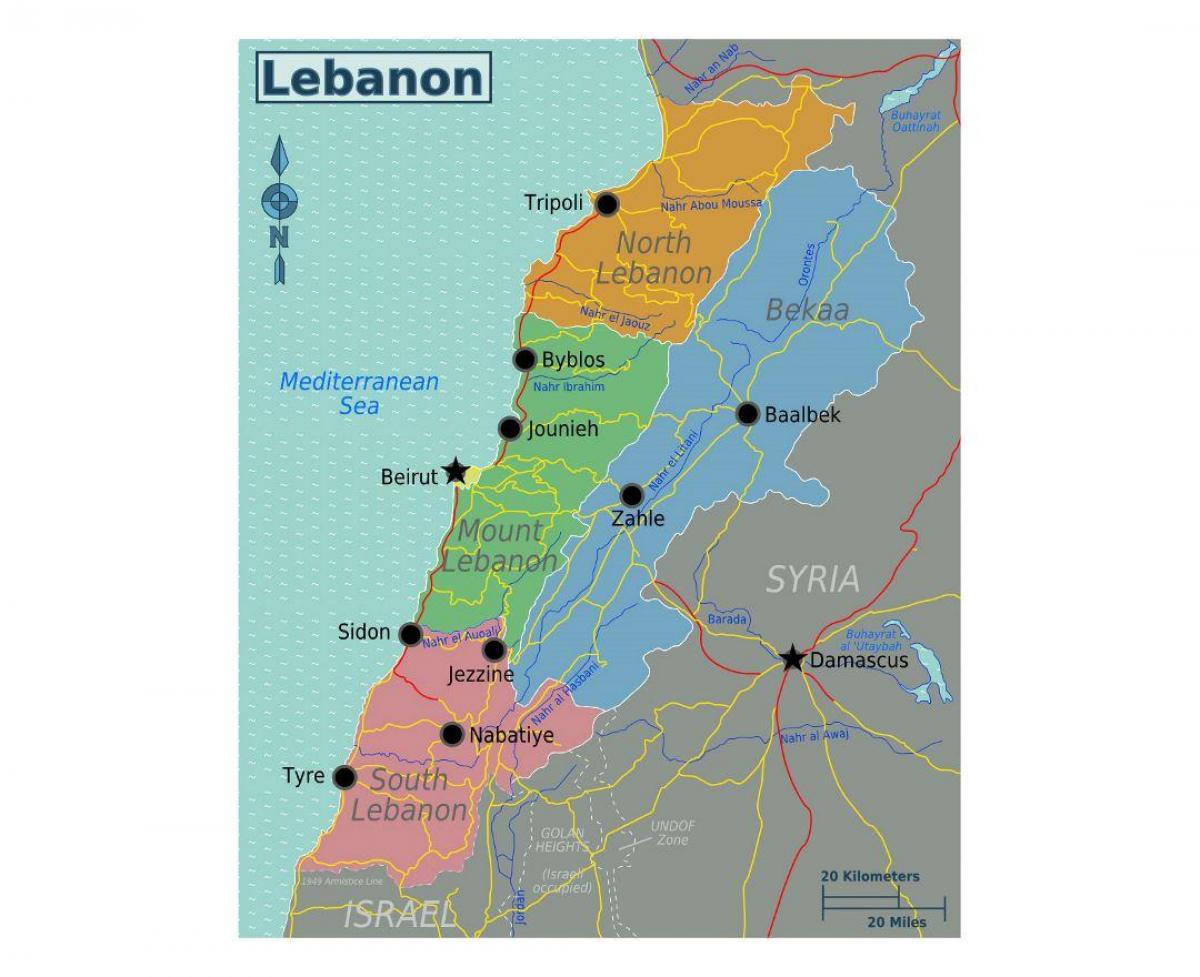 Karte von Libanon tourist