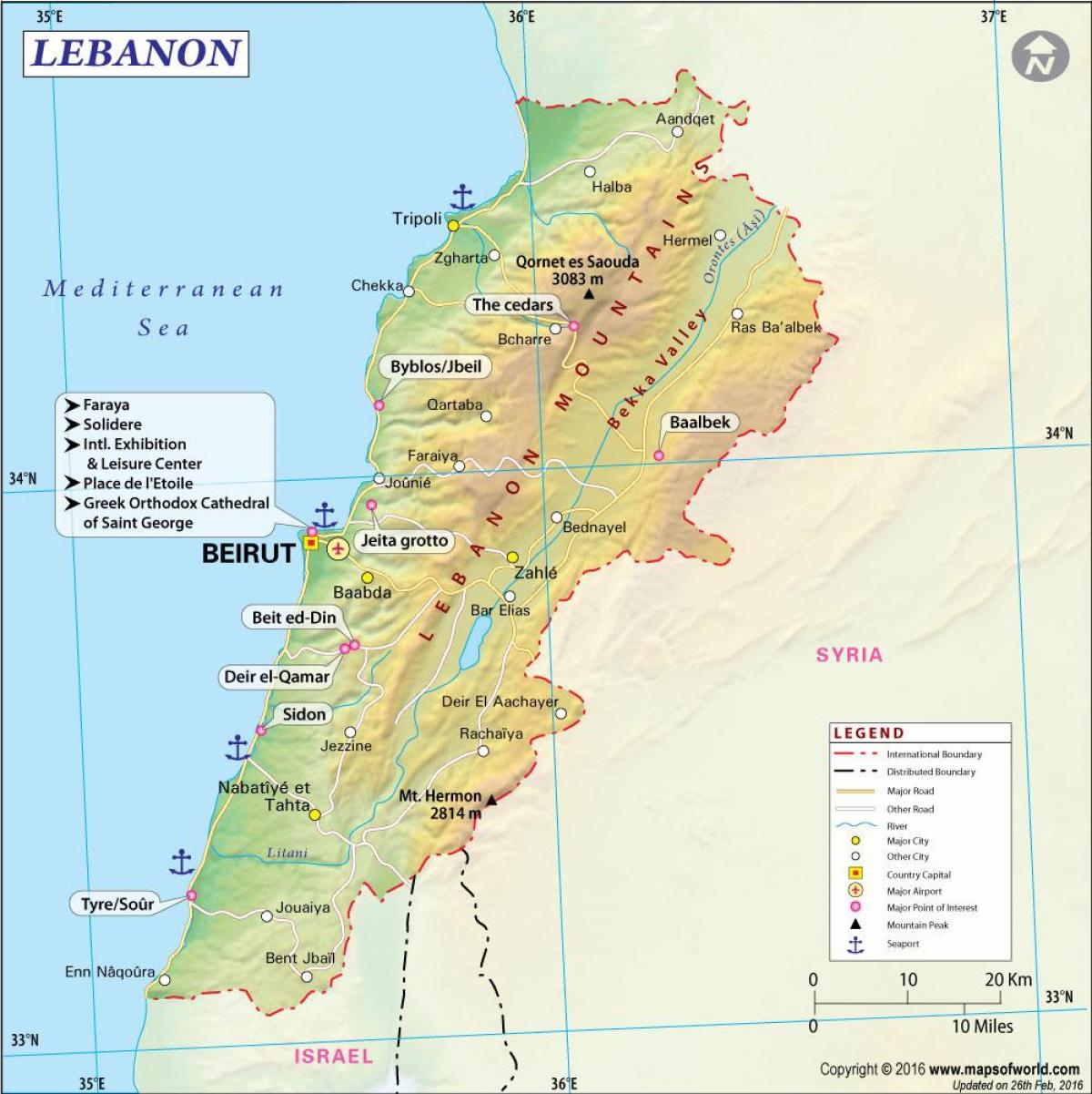 Karte des antiken Libanon